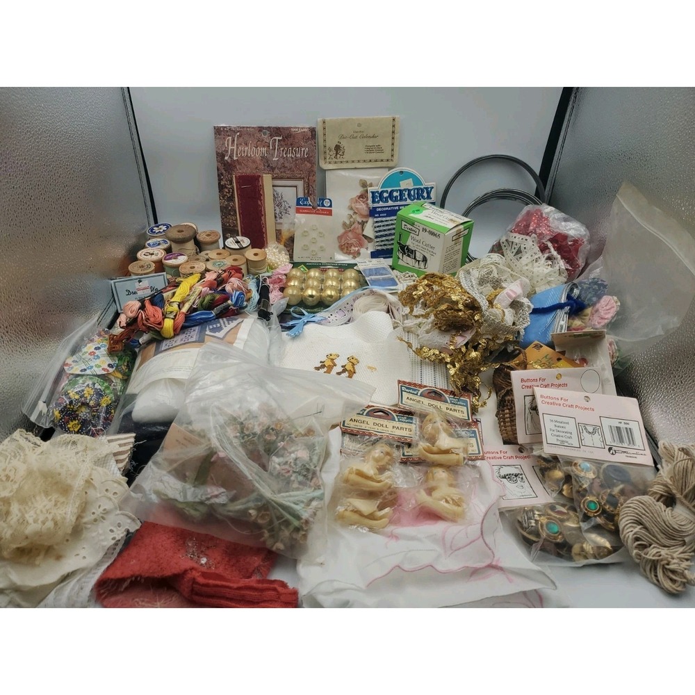 Vintage Junk Drawer Sewing Crafting Lot Seamstress DIY Huge Variety Spools